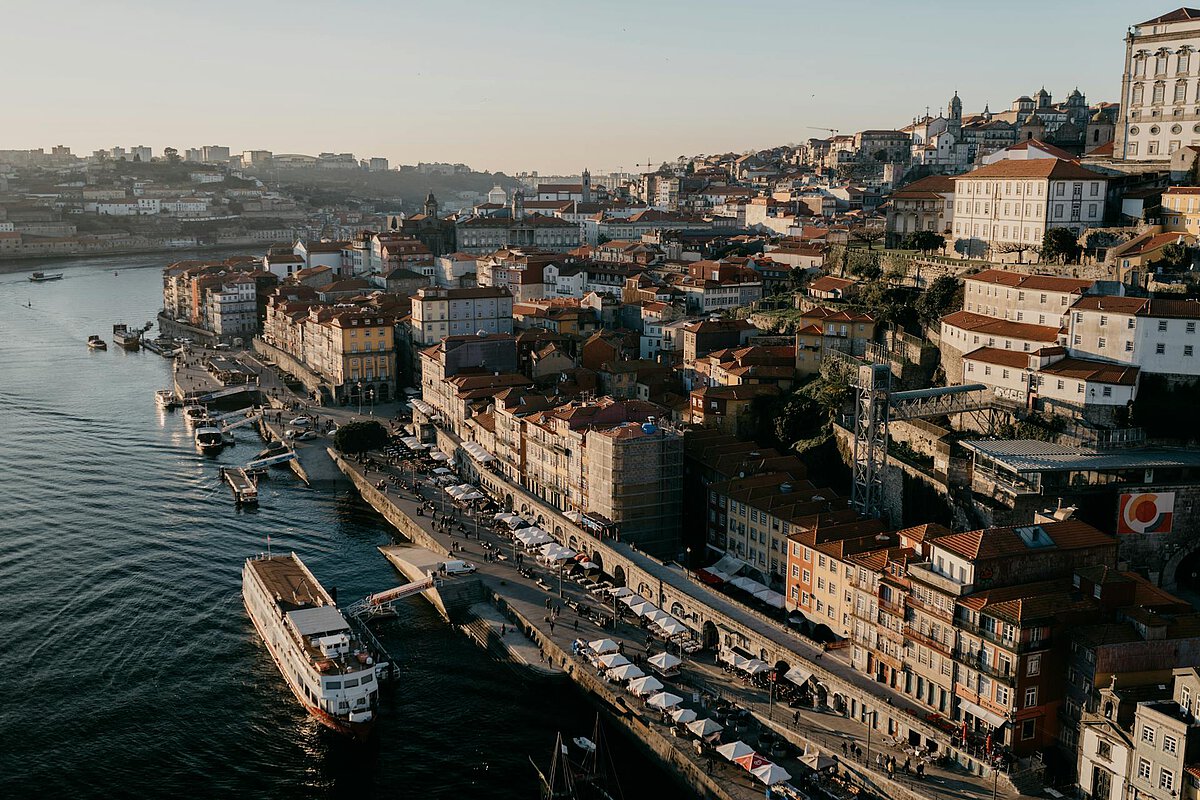 The city of Porto as seen from above on a summer afternoon.