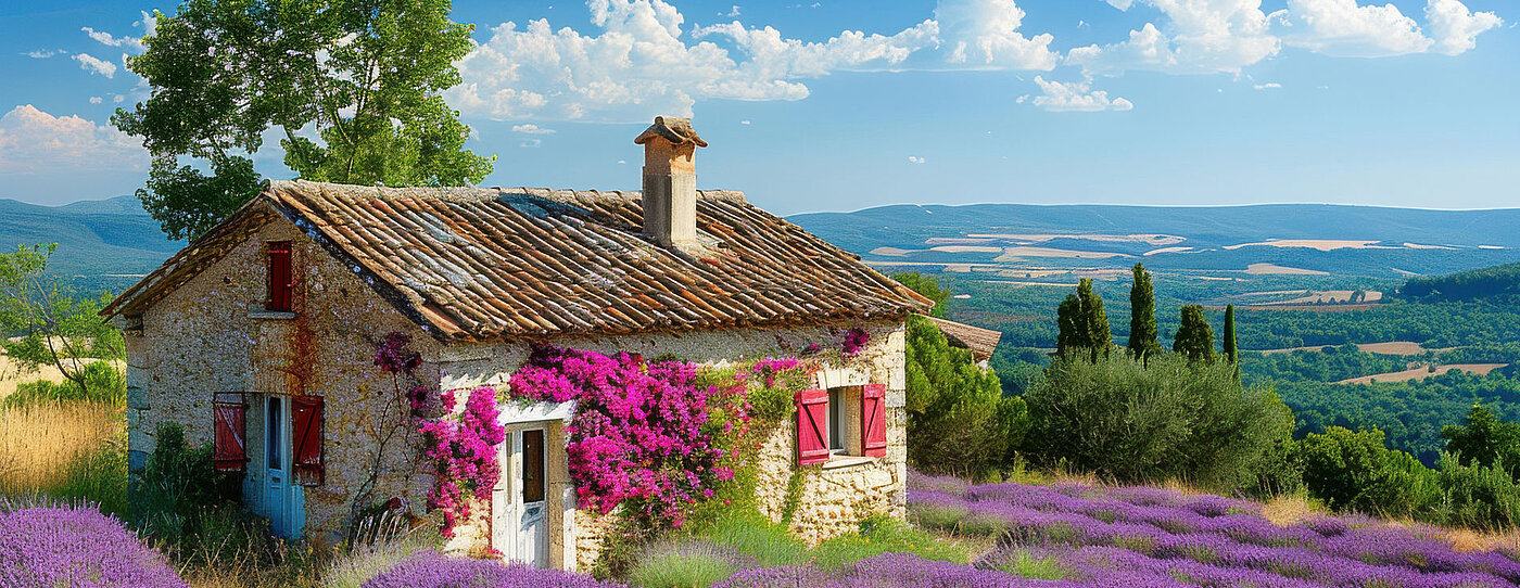 Lavender field with Cottage in Provence, France