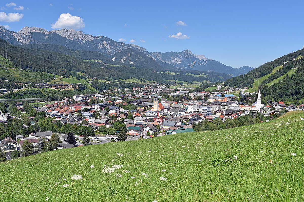 Panorama of the small town of Schladming, Styria Austria